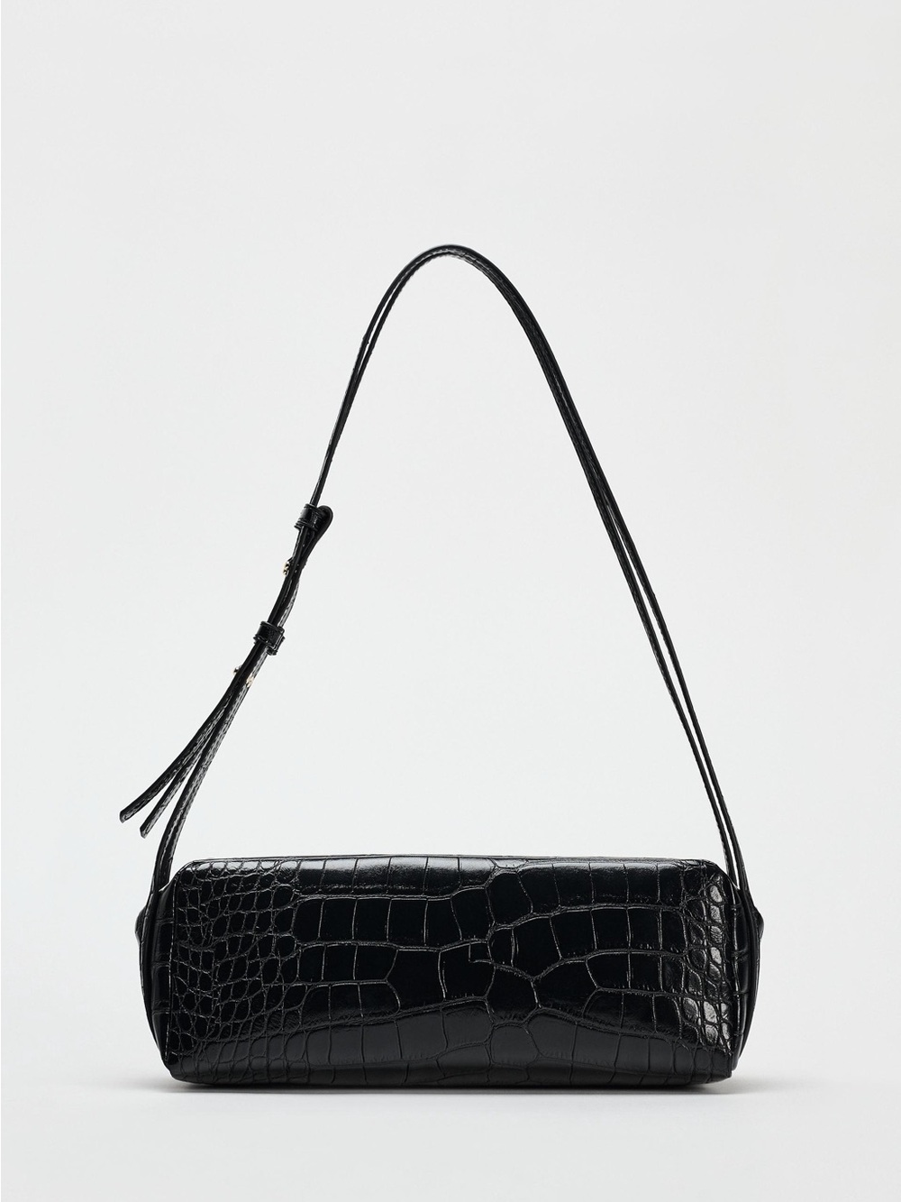 Zara Black Croc-Embossed Shoulder Bag - Picture 1 of 6